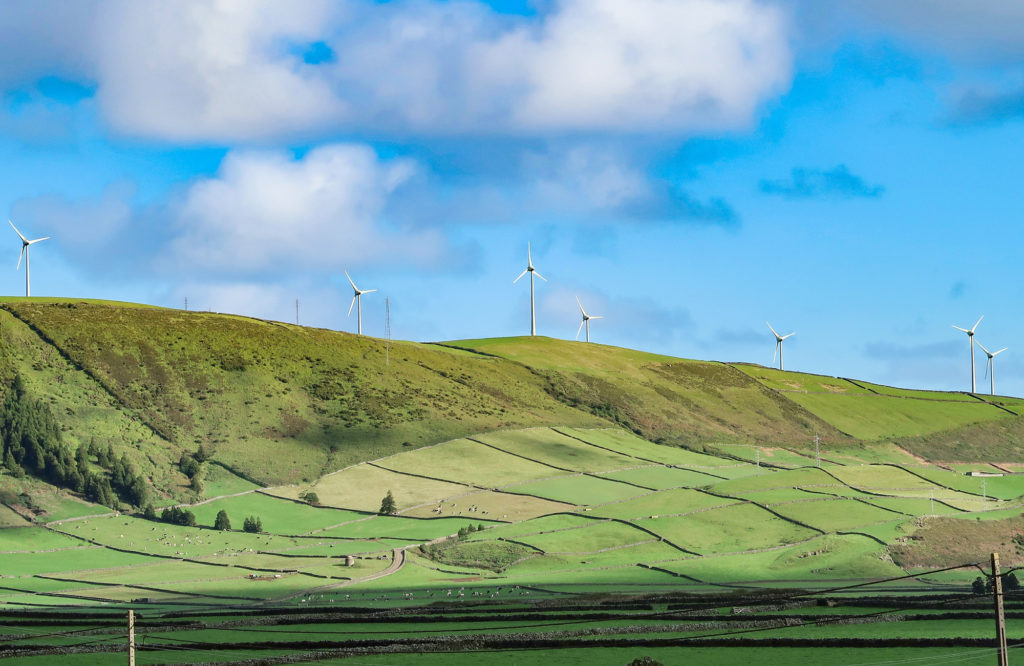 Windturbines on the island of Terceira, Portugal